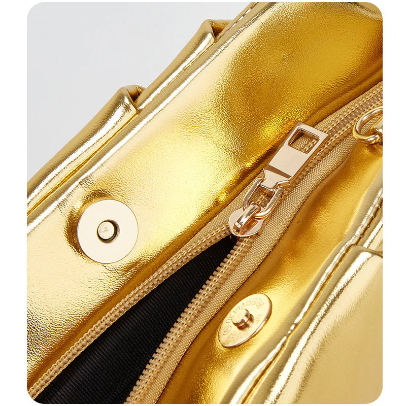 Sac nuage plissé en PU doré