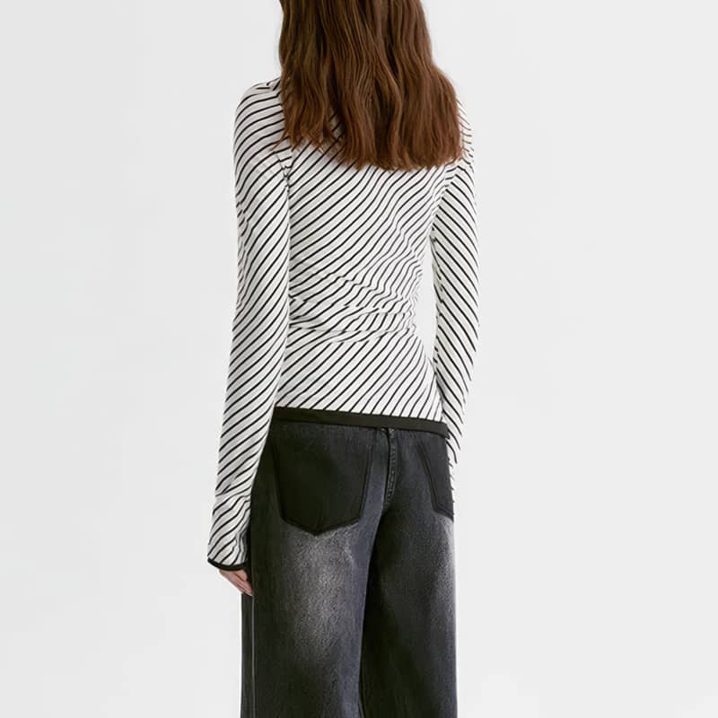 Gestreiftes Langarm-T-Shirt mit Rundhalsausschnitt