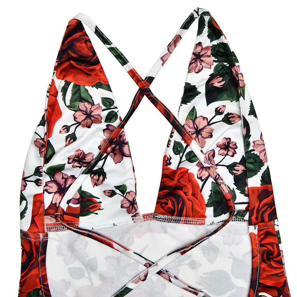 Robe longue sans manches à bretelles imprimées