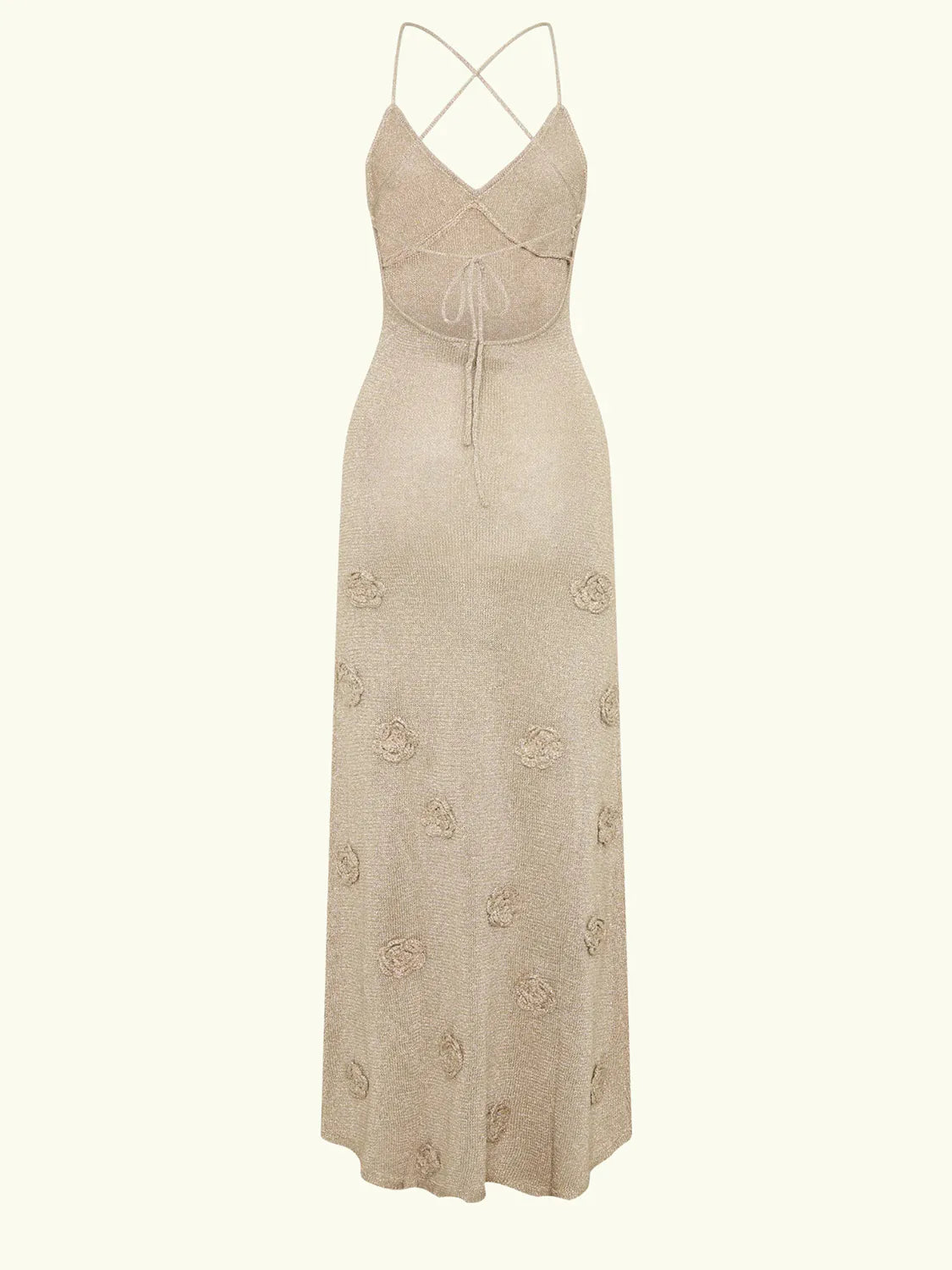 Beige dress with floral patterns on a white background #Color_Linen