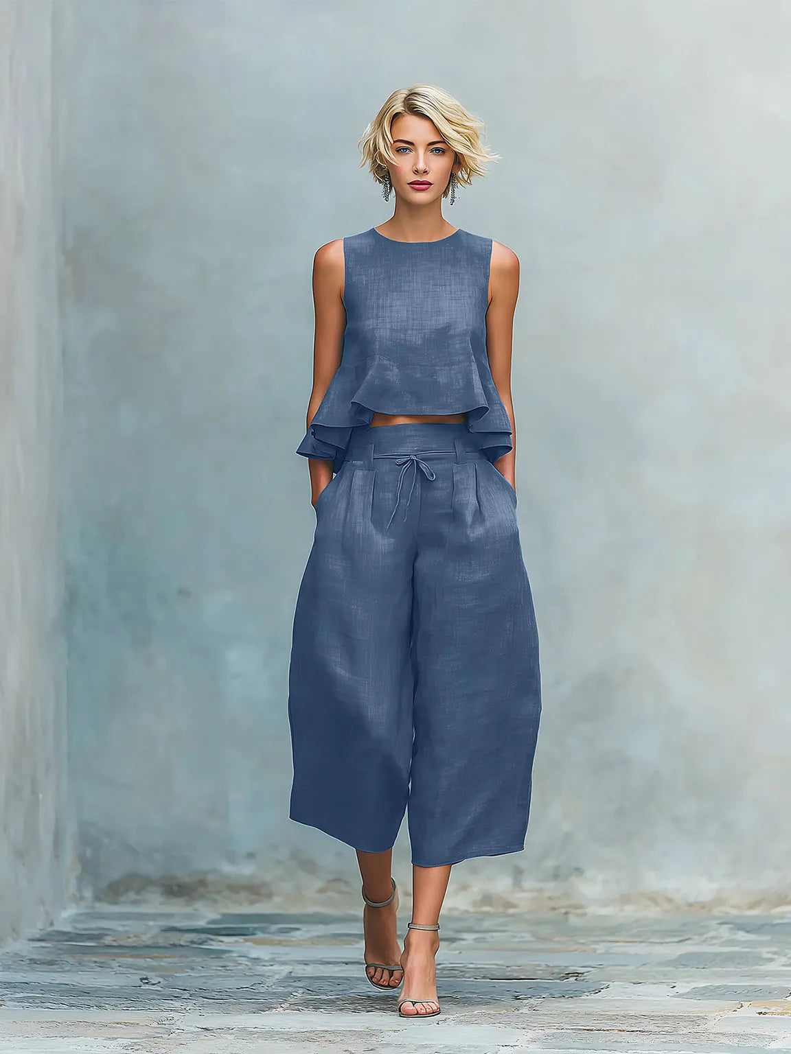 YonPop Women's Linen Blend Two-Piece Set | Casual & Chic