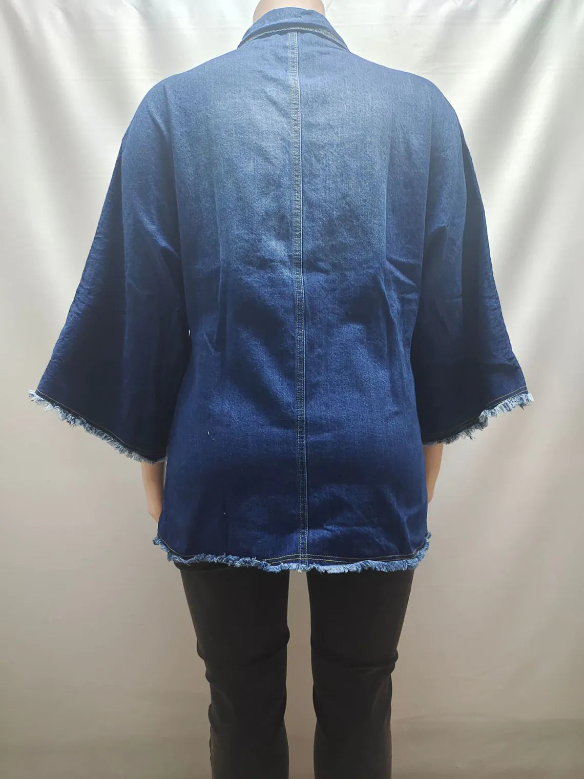 Denim Loose Lapel Batwing Sleeve Jacket for Women