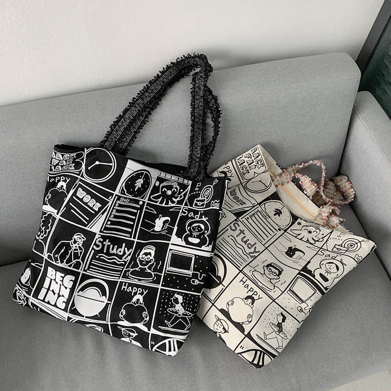 Printing Large capacity canvas bag, letter tote bag | YonPop