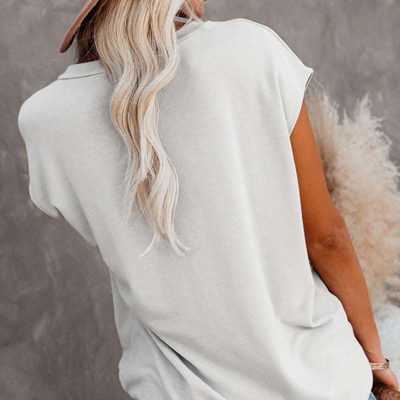 Pure color simple pullover short sleeve T-shirt | YonPop