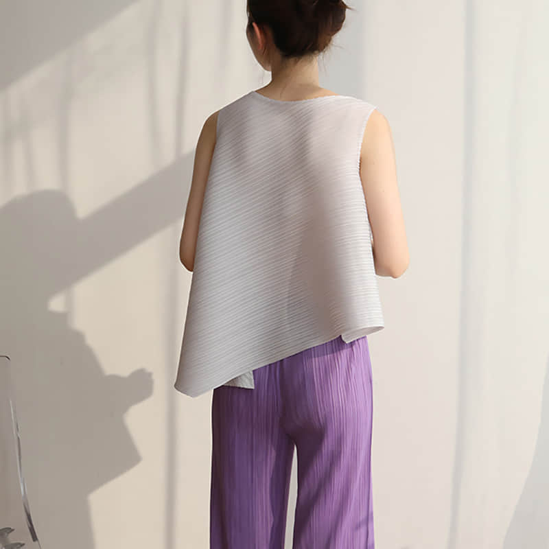 Fashion and simple temperament sleeveless round neck top T-shirt | YonPop