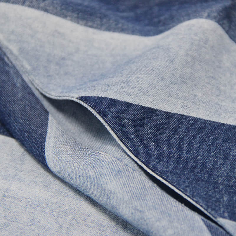 One-line neck camisole big swing skirt denim striped dress | YonPop