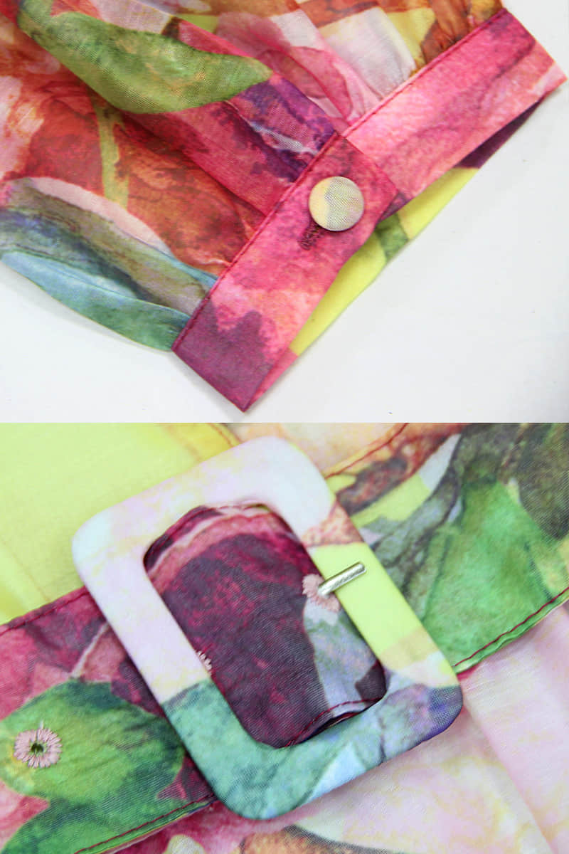 Puff sleeve print dress | YonPop