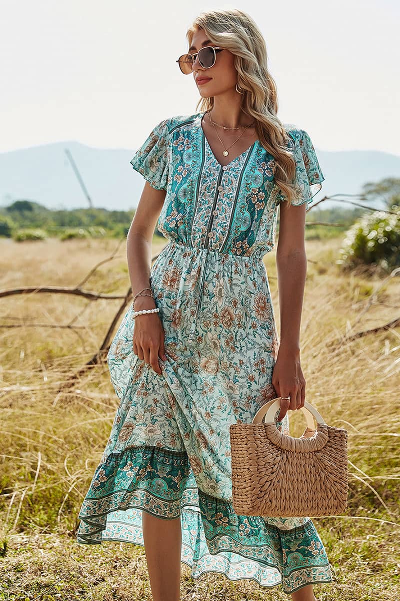 Casual holiday print dress | YonPop