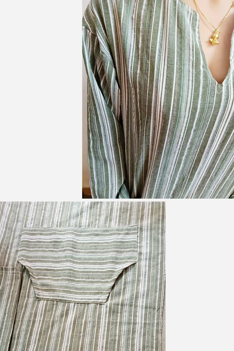 Gestreiftes langes Kleid aus Baumwolle