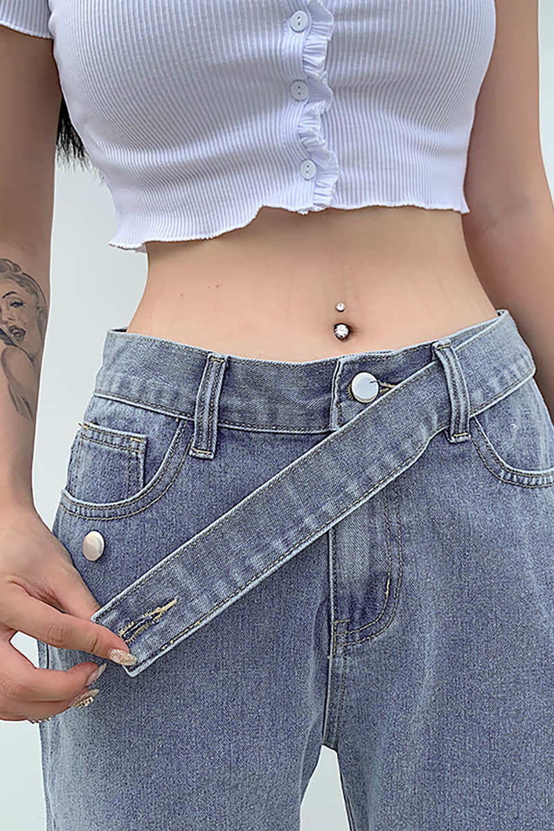Women's featured sexy waist denim pants | YonPop
