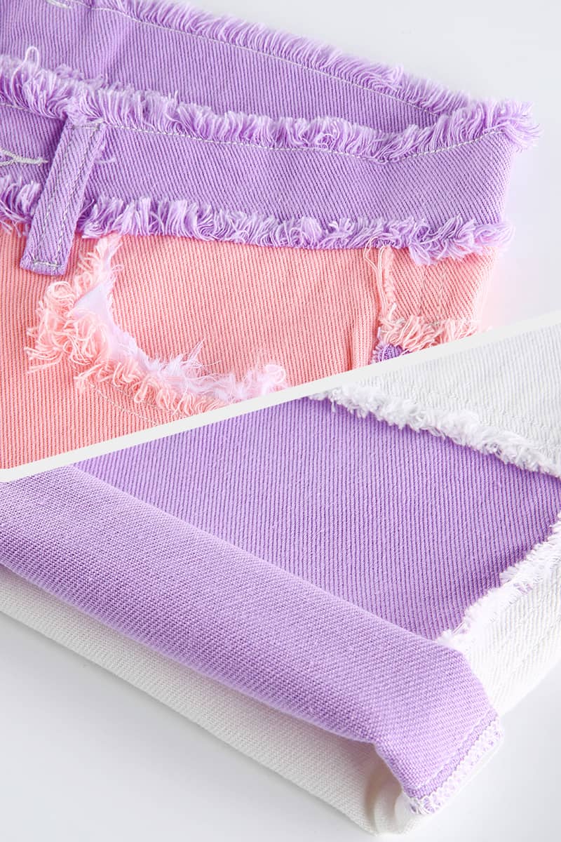 Stitched plaid contrast high-rise jeans | YonPop