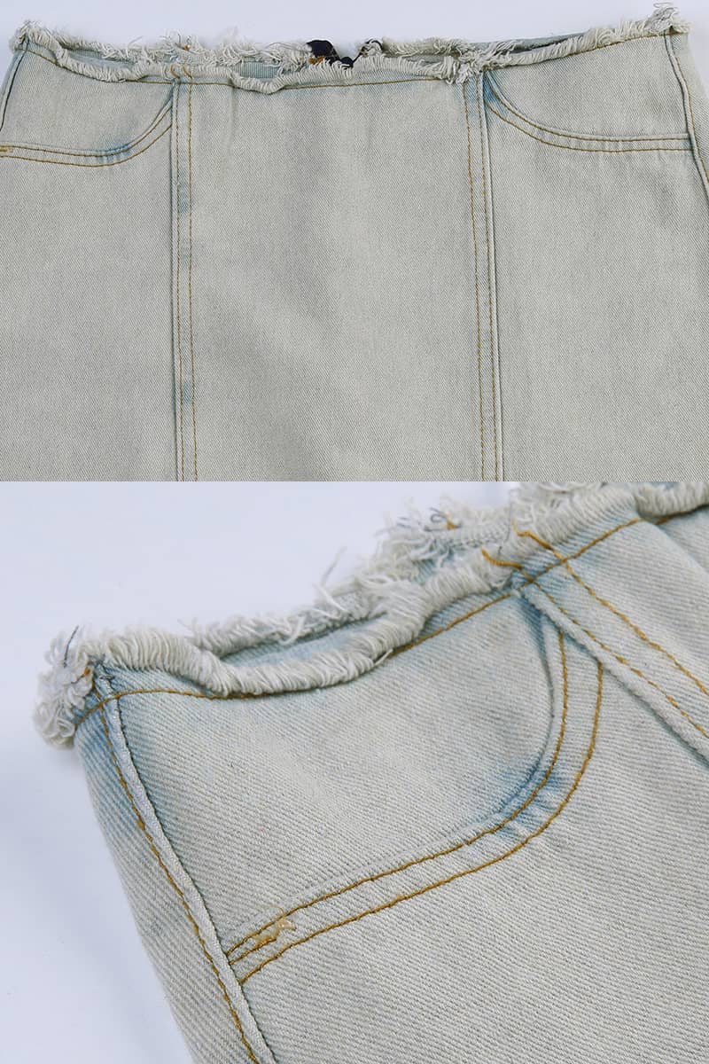 Halblanger Rock in unregelmäßiger A-Linie mit ungesäumten Kanten