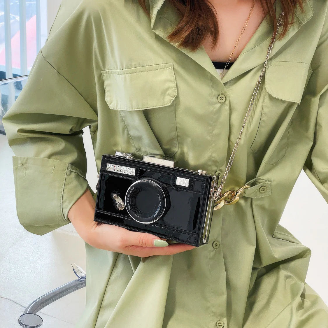 PU Camera-Shaped CrossBody Small Bag