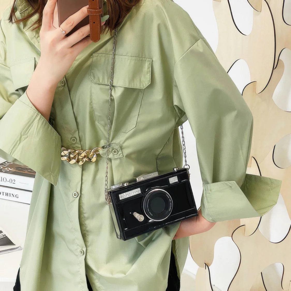 PU Camera-Shaped CrossBody Small Bag