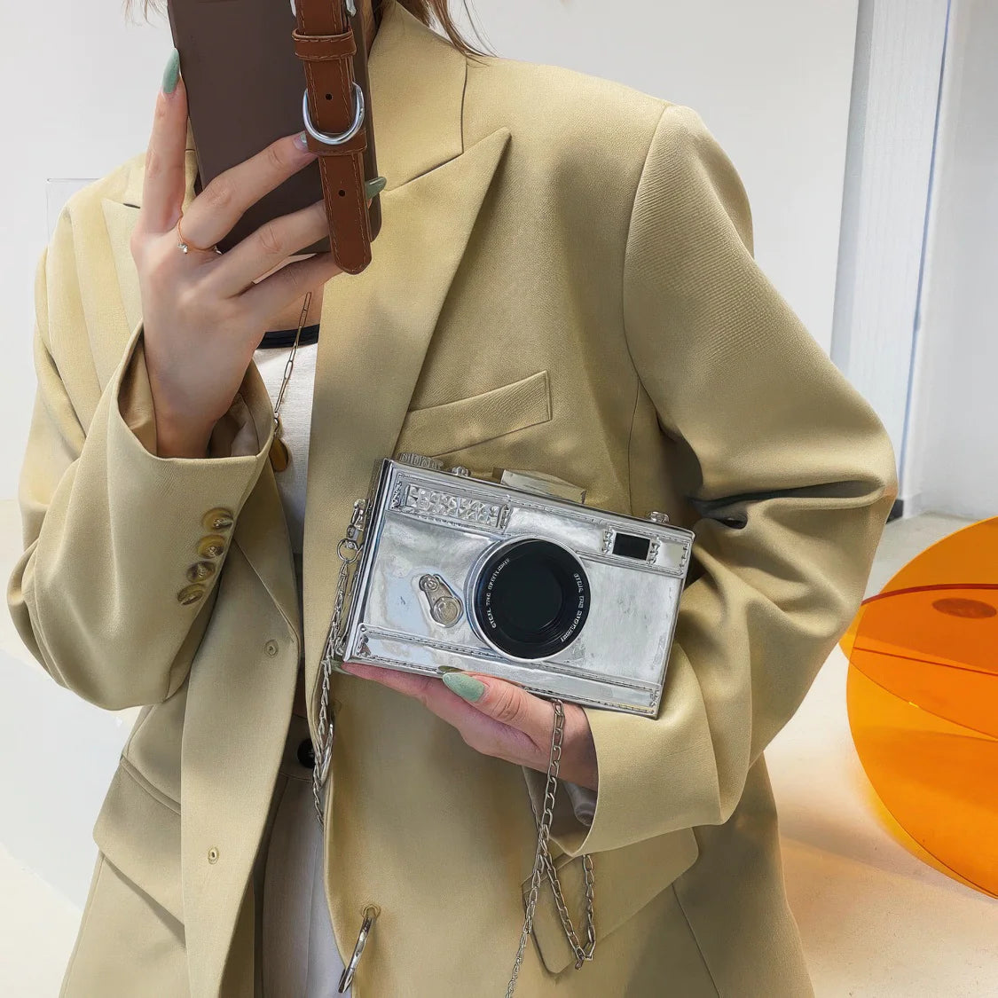 PU Camera-Shaped CrossBody Small Bag