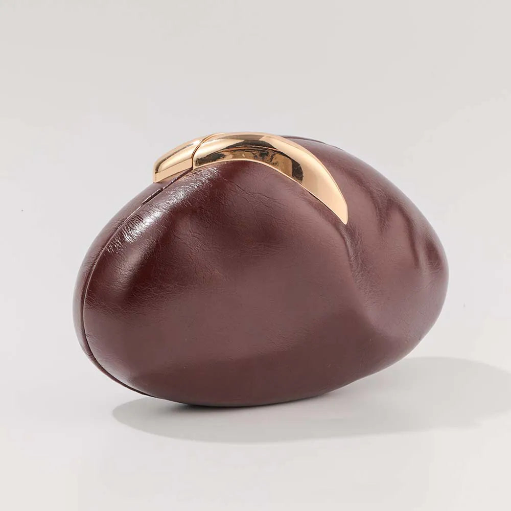 DarkRed clutch bag with gold clasp on a light gray background. #Color_DarkRed