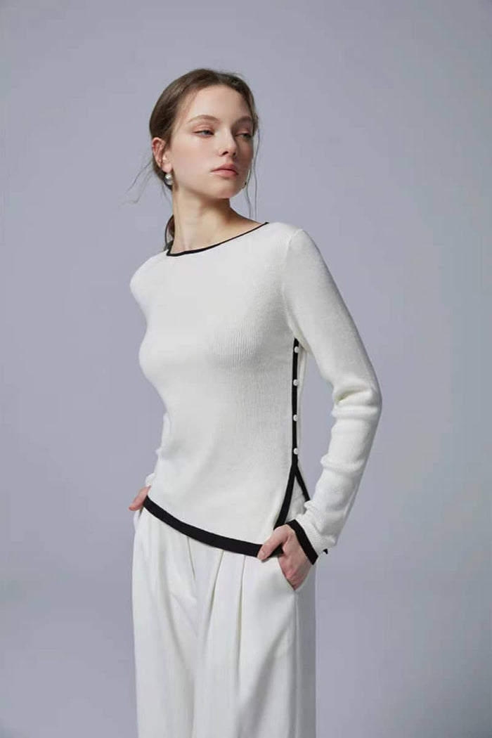 Minimalist Plain Ribbed Sweater main image 0
