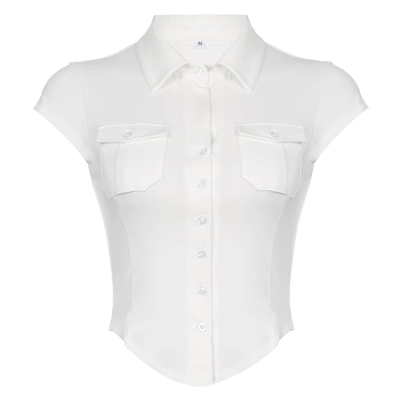 Chemise blanche à manches courtes pour femme