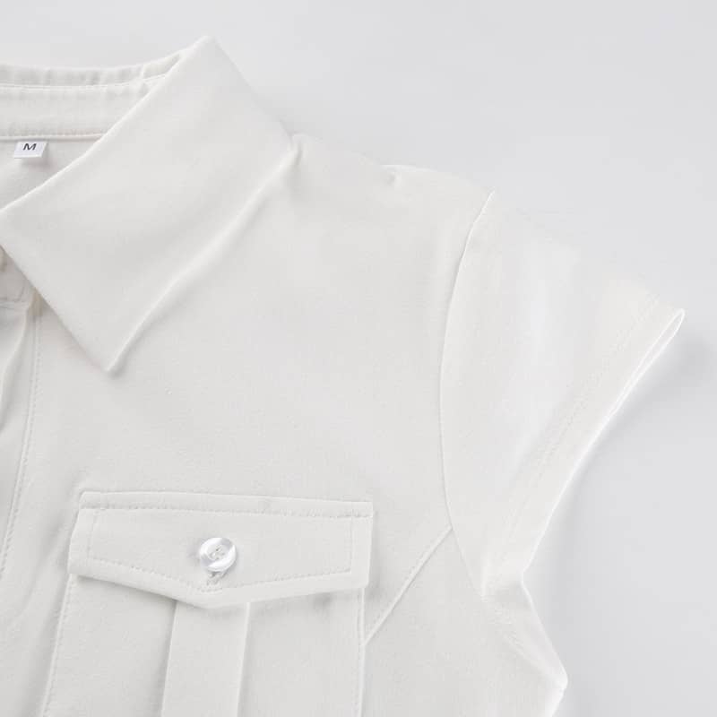 Chemise blanche à manches courtes pour femme