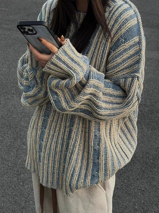 Retro Striped Contrast Sweater