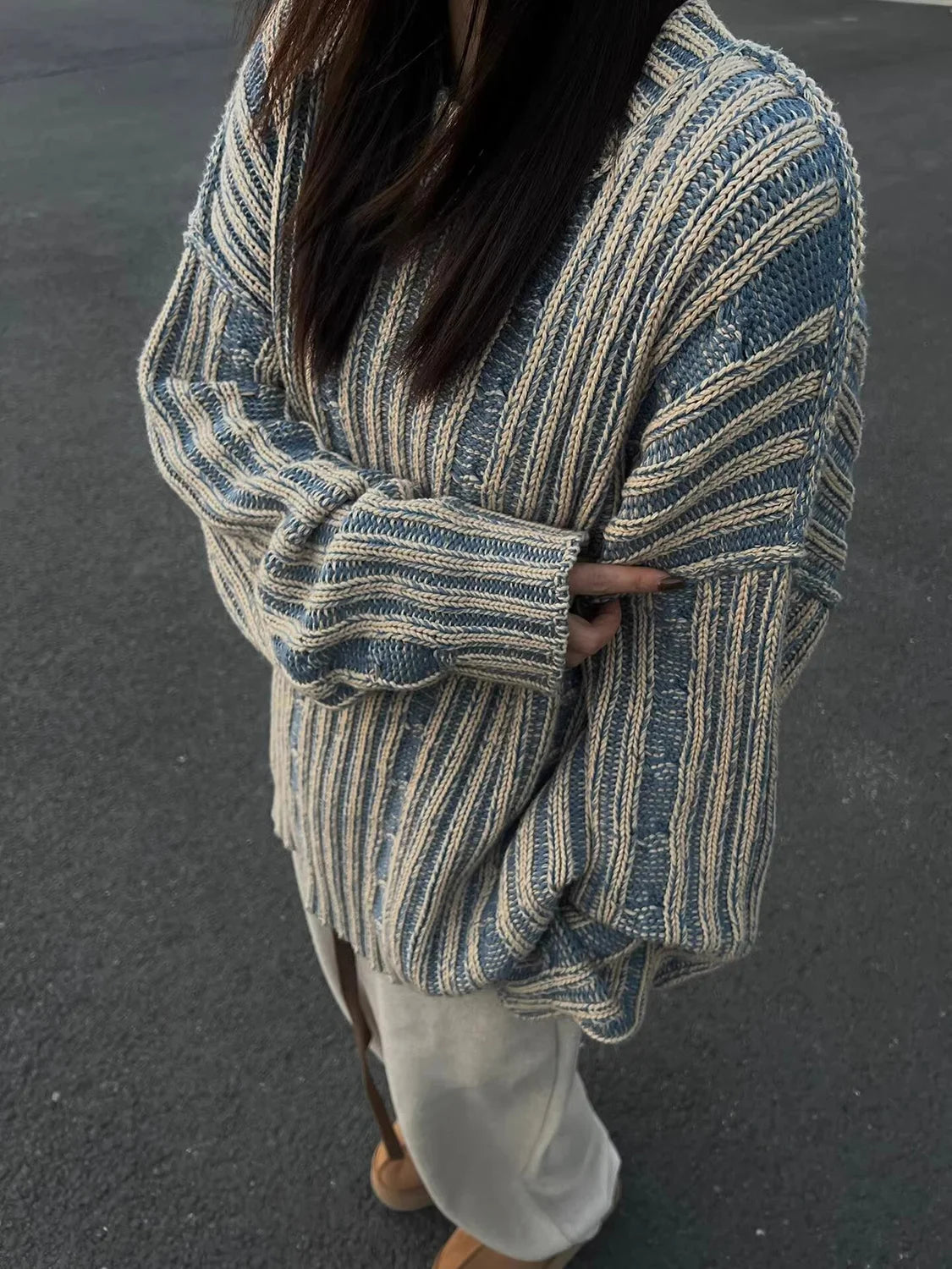 Retro Striped Contrast Sweater