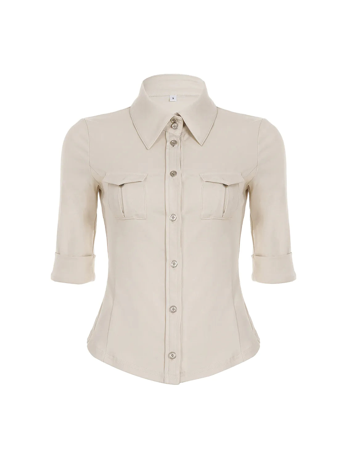 Vintage Waist-Cut Mid-Sleeve Shirt