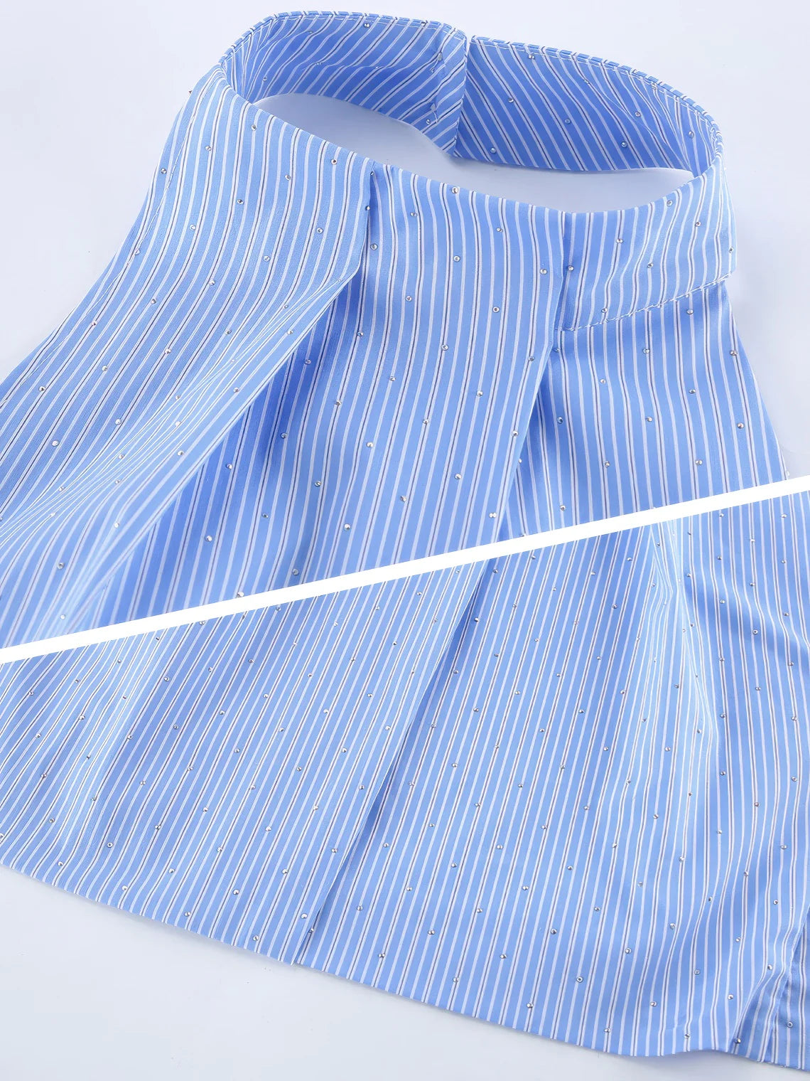 Halter Neck Backless Striped Tank Top