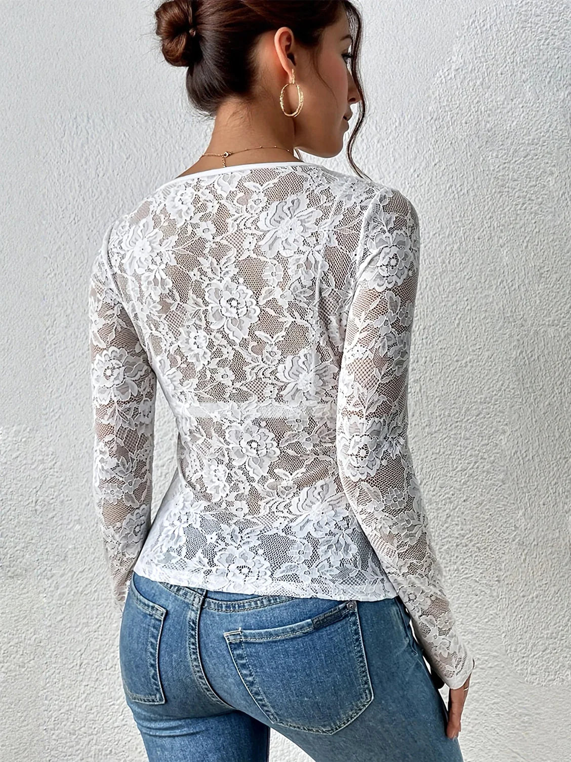 Lace bottom shirt top for women