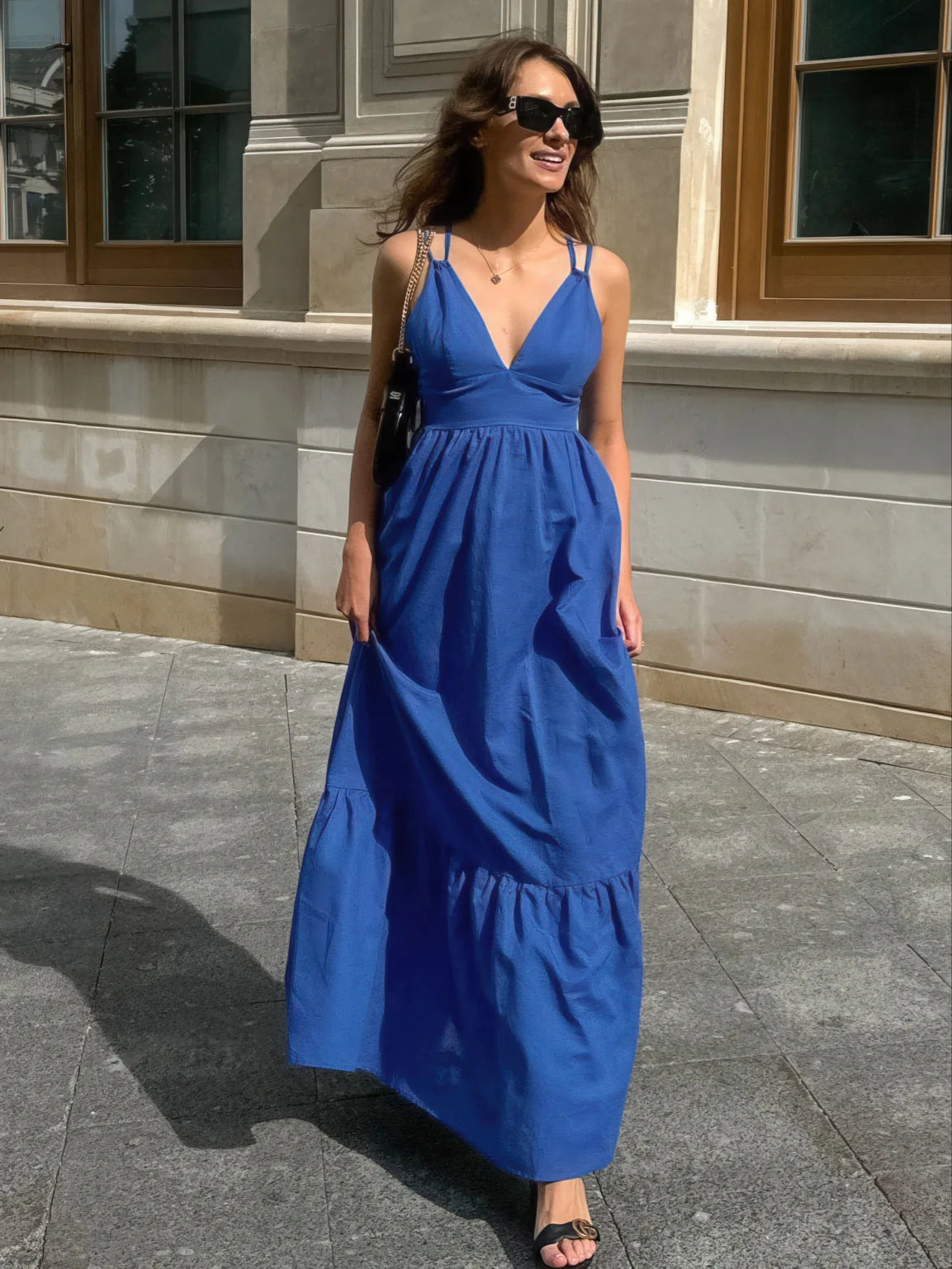 V-neck backless strap dress