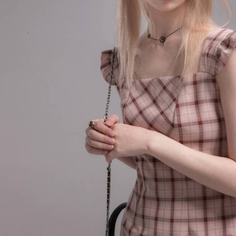 Plaid Irregular Hem Slip Dress