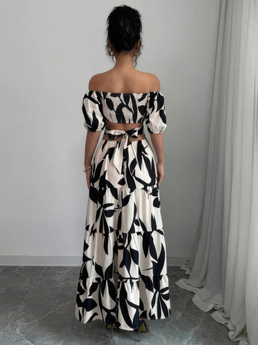 Printed Slim Fit Short Sleeve Dress