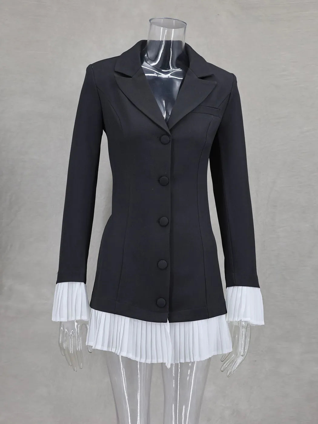 Black and White Ruffled Suit Dress