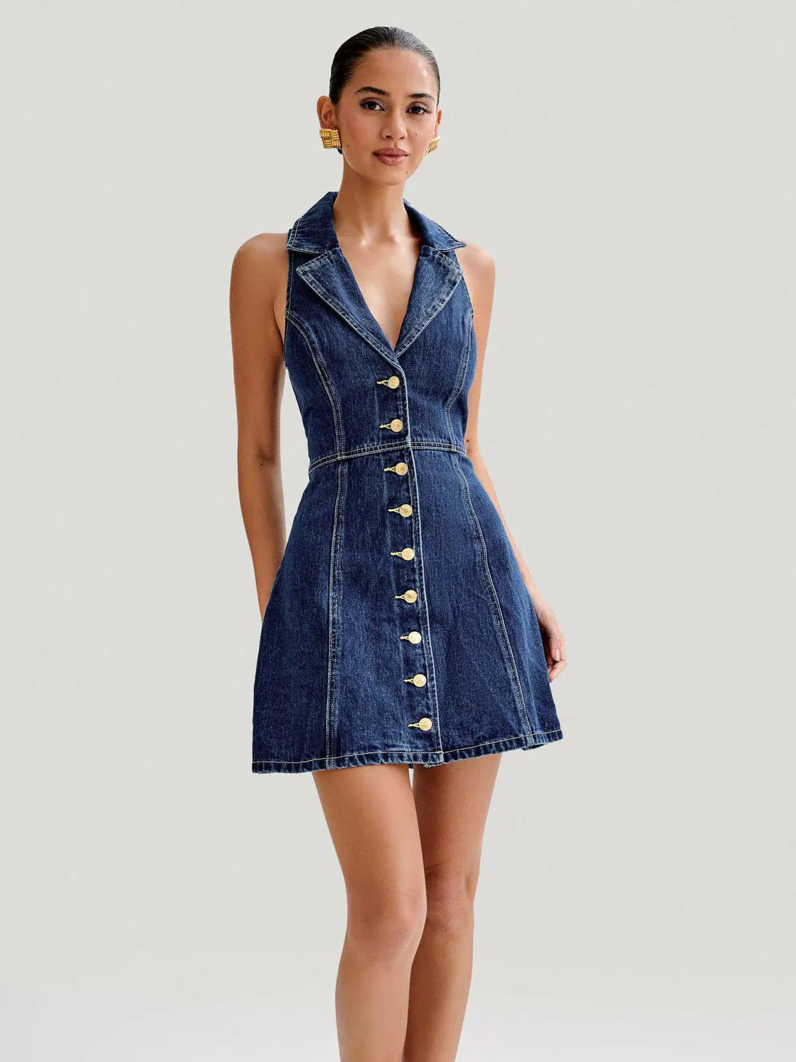 Sleeveless Denim Dress | YonPop