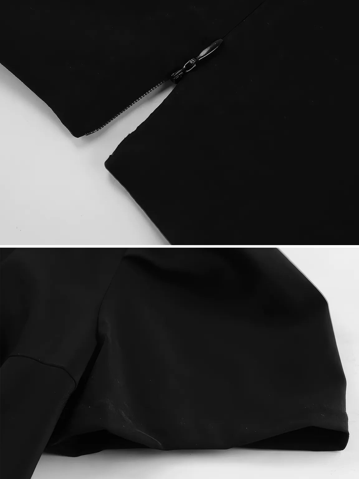Square collar puff sleeve black dress