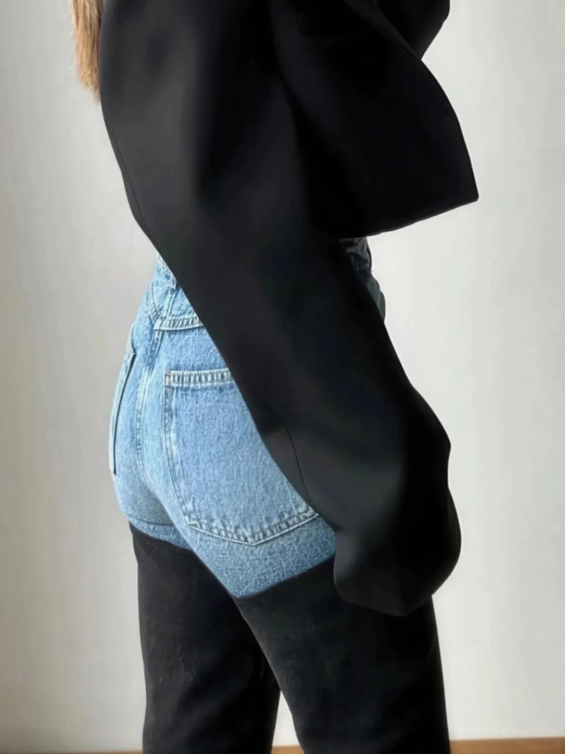 Casual Contrast Panel Straight-Leg Jeans