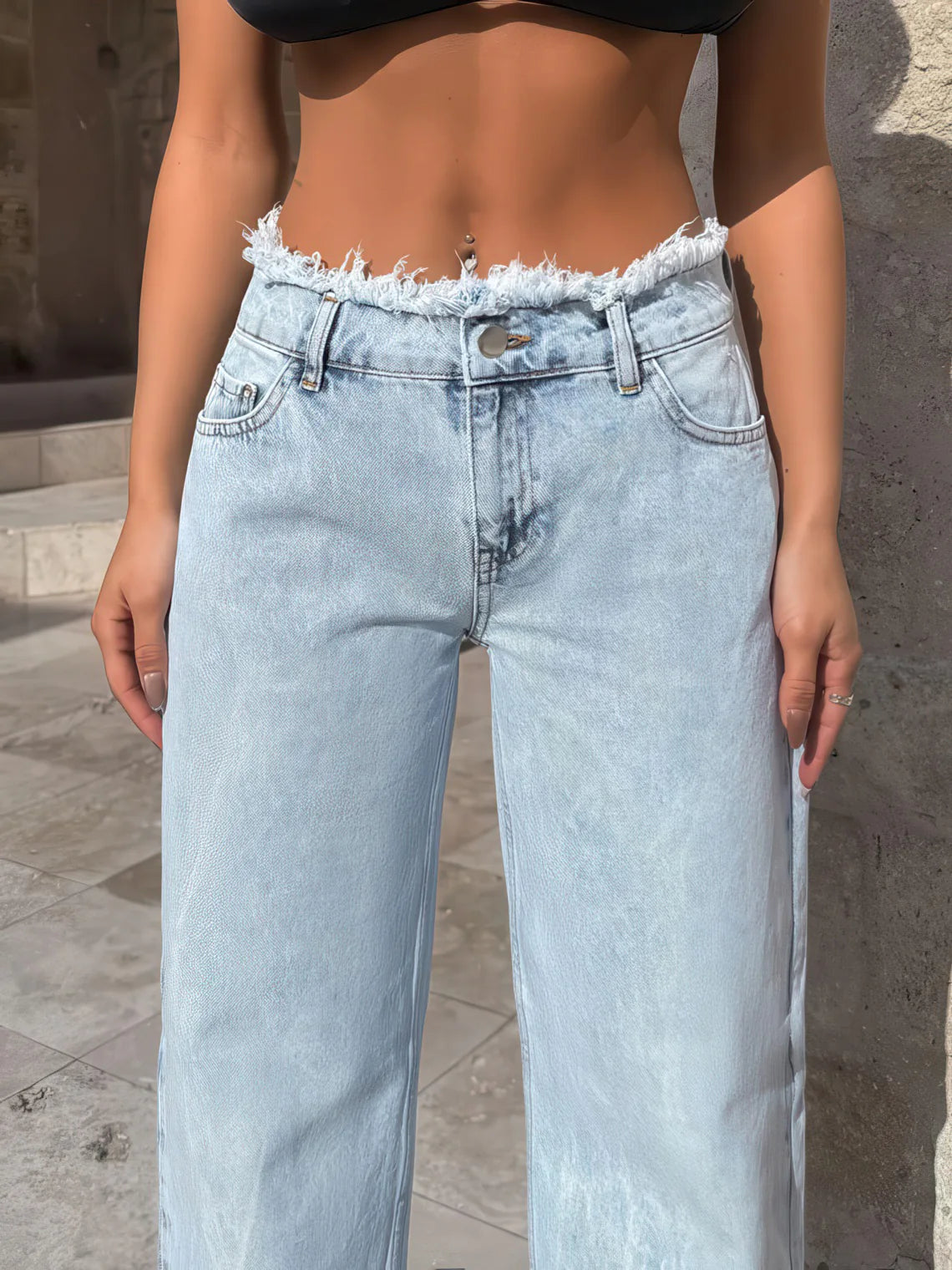 Women's High-Waisted Raw-Hem Jeans