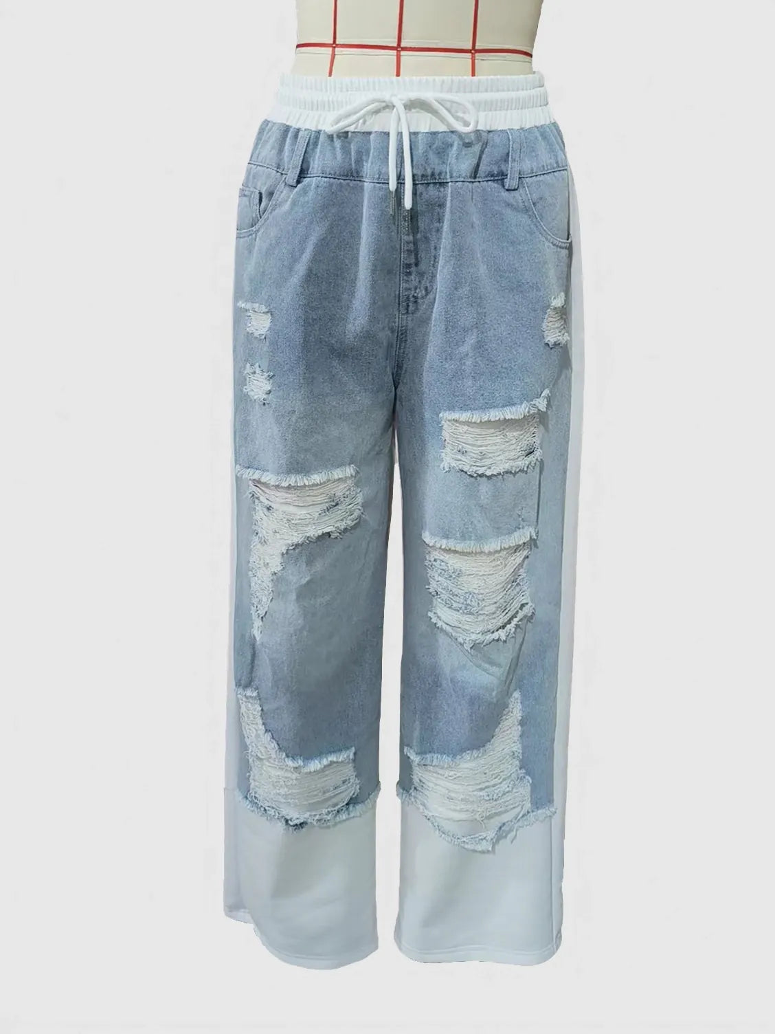Stitched ripped jeans for women