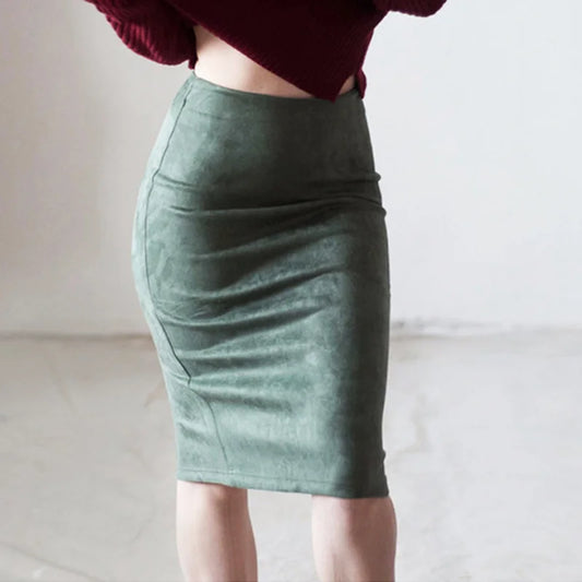 Faux Suede High Waist Skirt