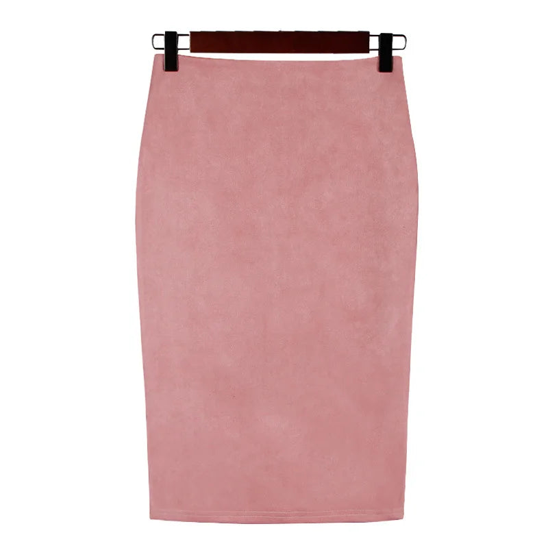 Faux Suede High Waist Skirt