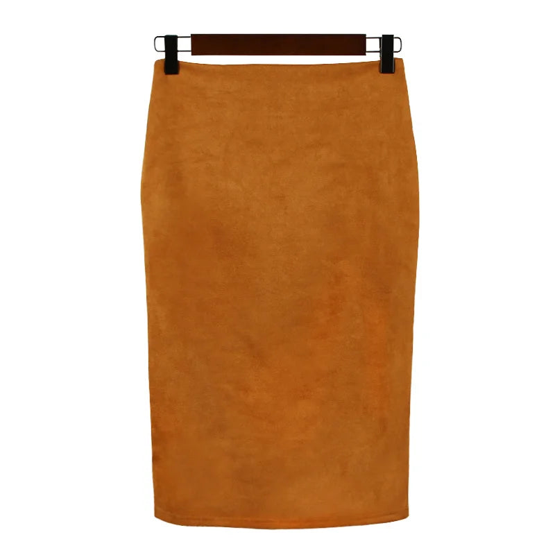 Faux Suede High Waist Skirt