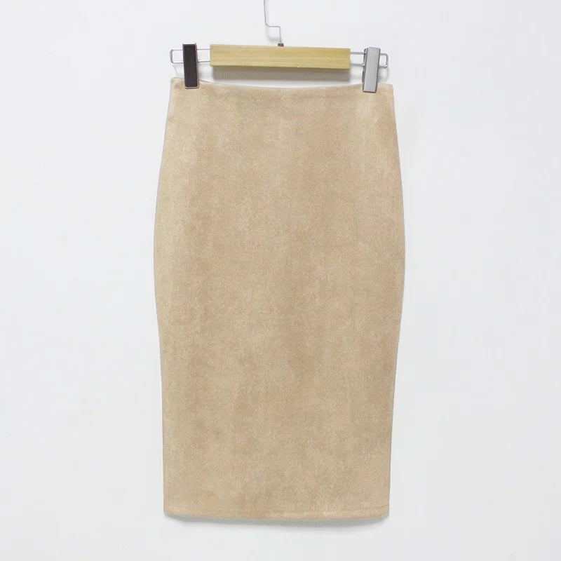 Faux Suede High Waist Skirt