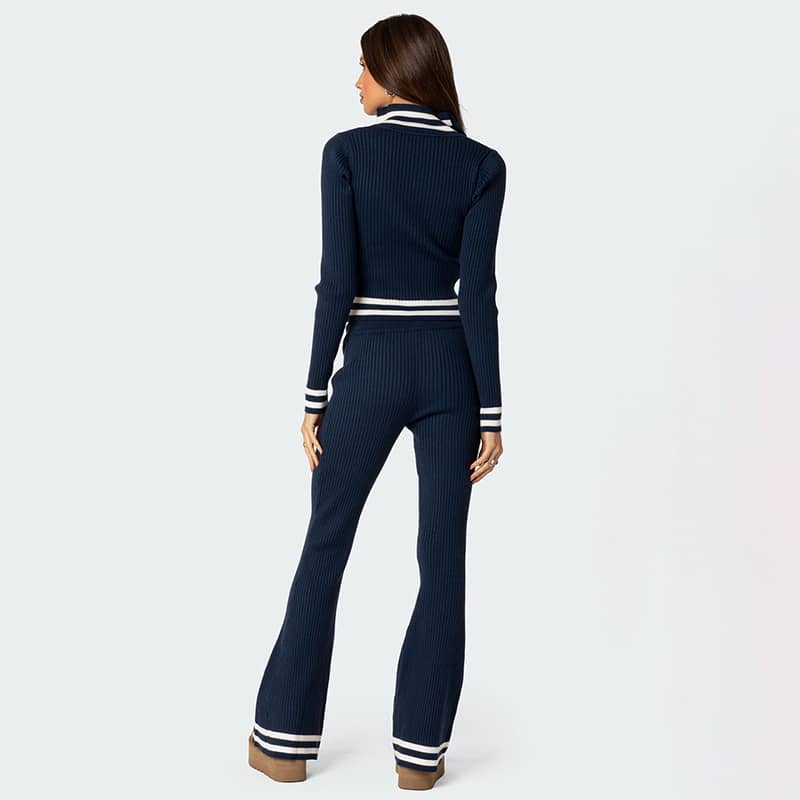 Striped cardigan trousers two-piece set