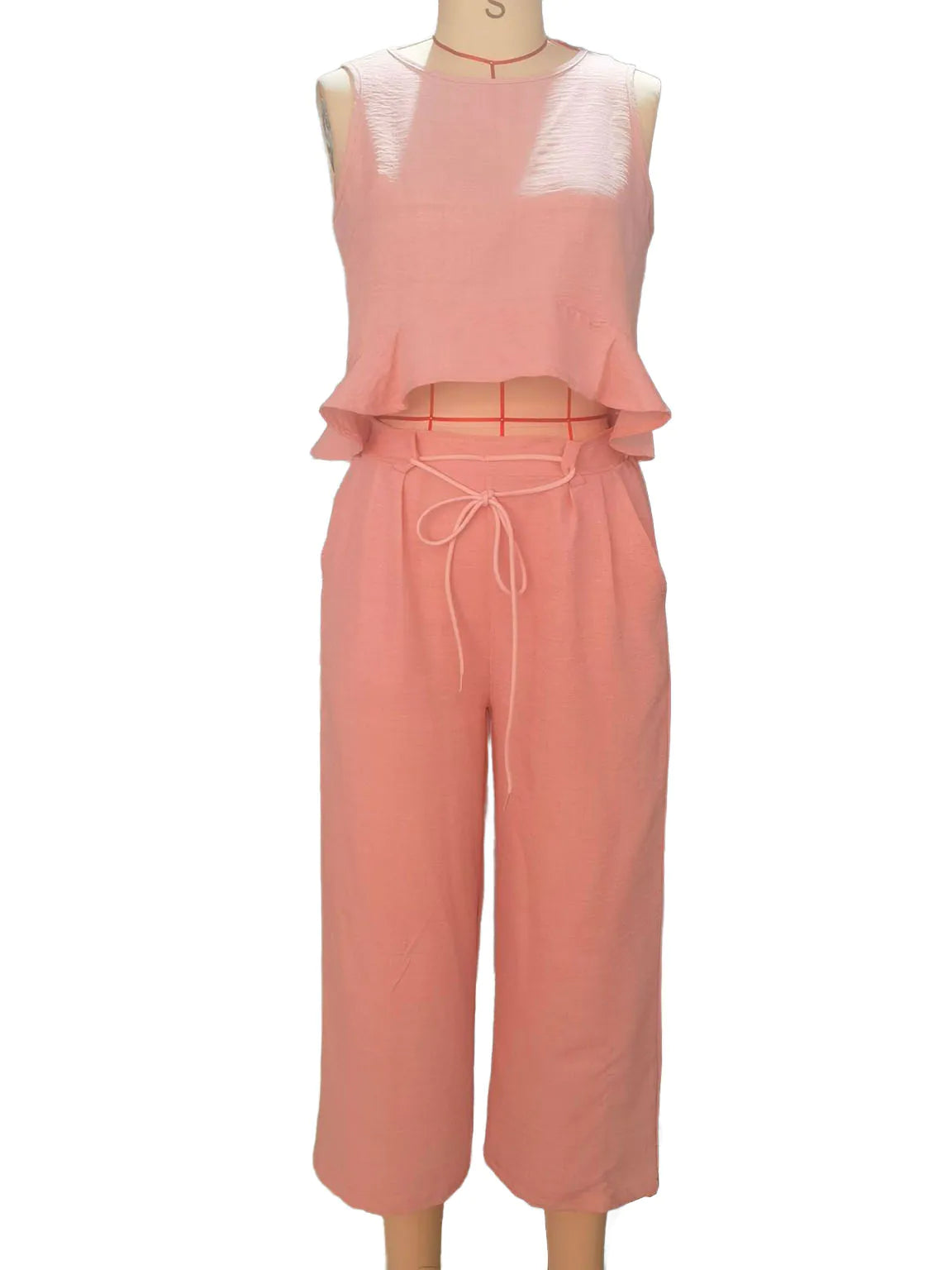 Linen blend two-piece set for women