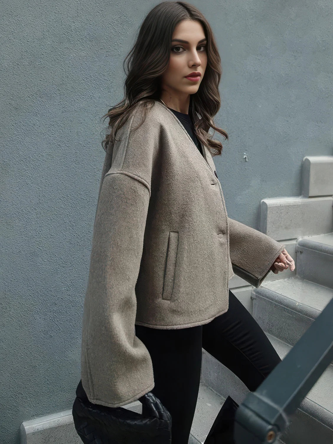 Women's Frosted Vintage Lapel Wool Coat