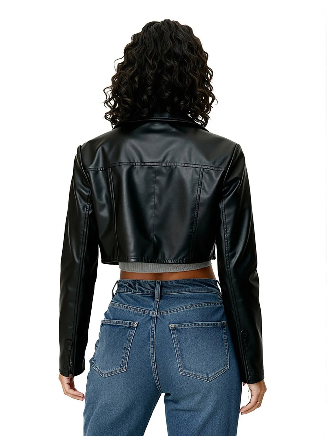 Black PU jacket for women