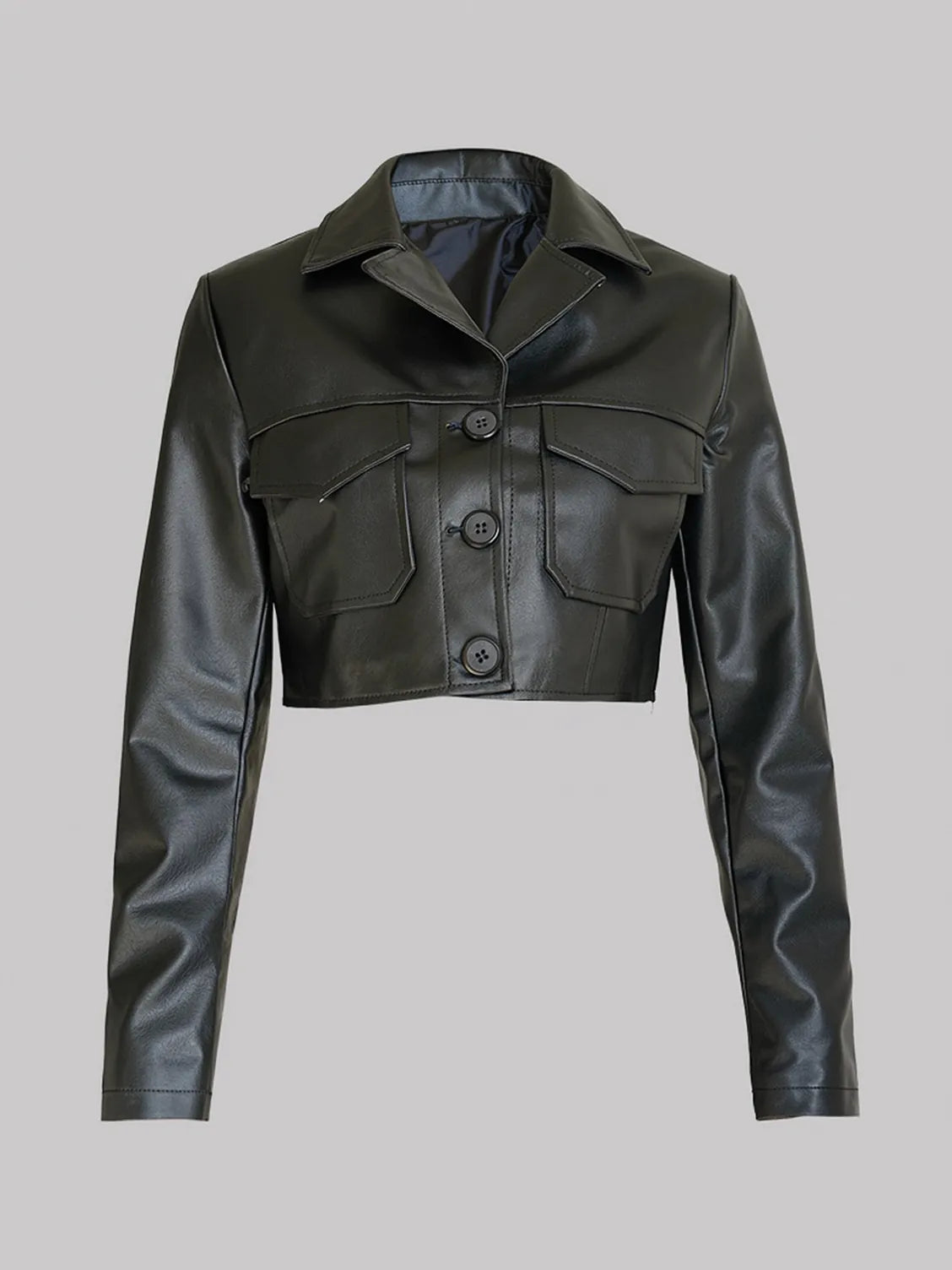 Black PU jacket for women