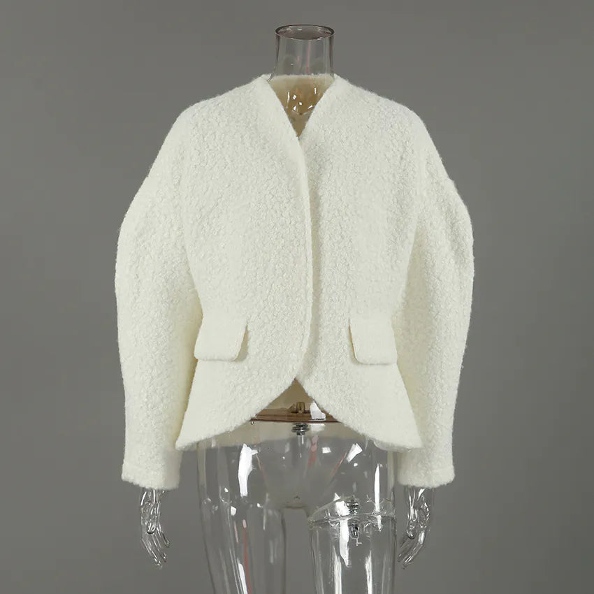 White tweed coat for women