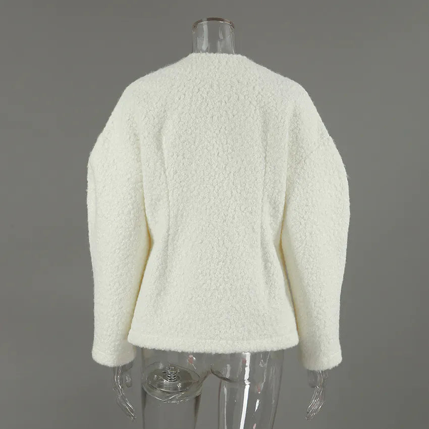 White tweed coat for women