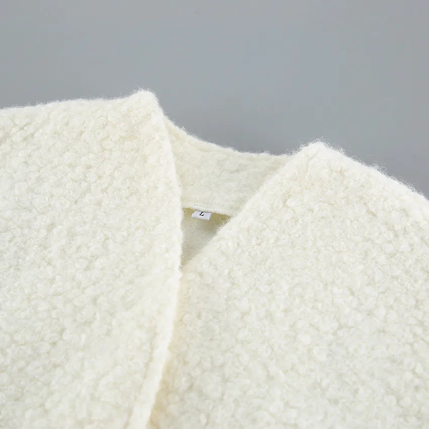 White tweed coat for women