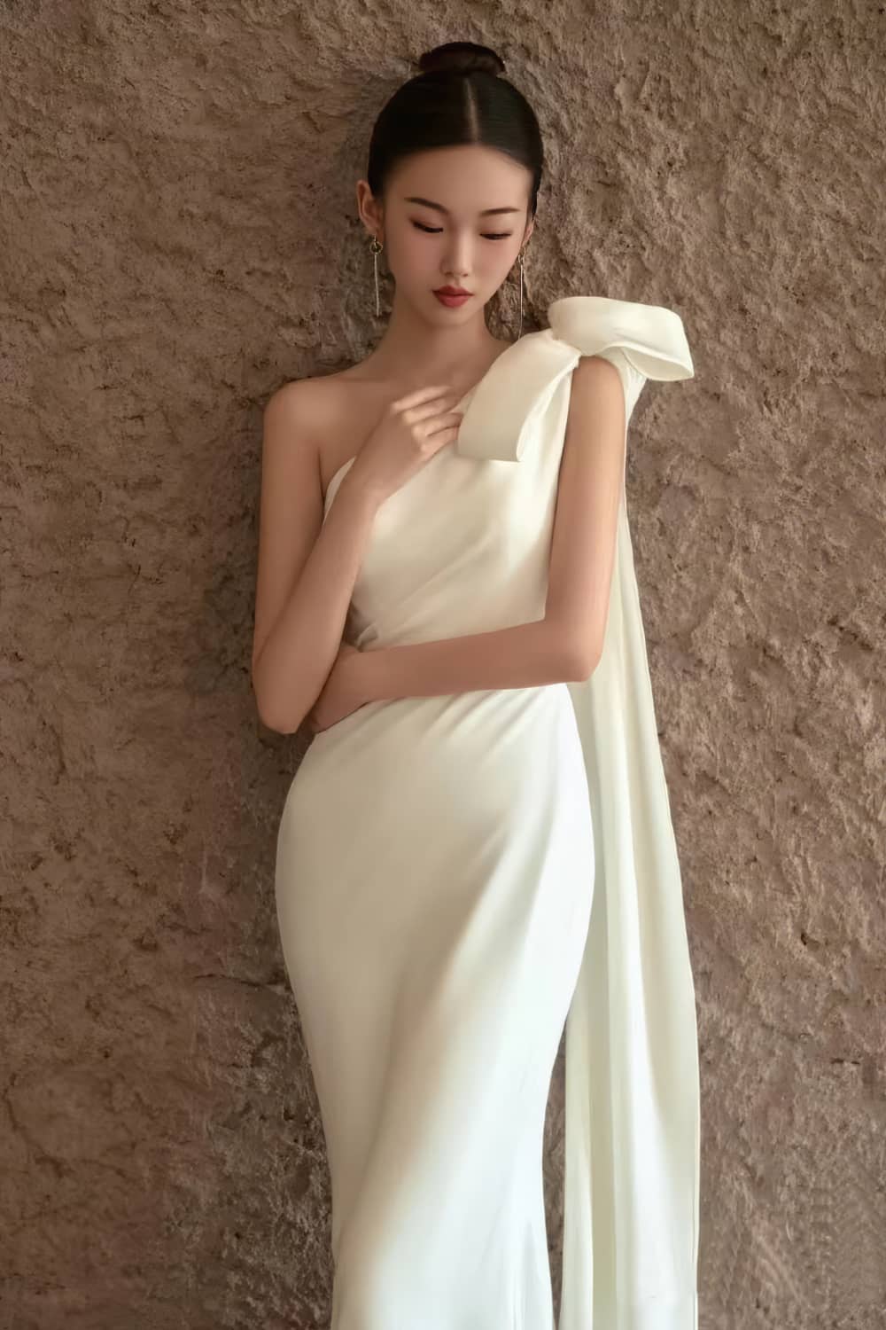 Wedding Dress White Satin Trailing Dress